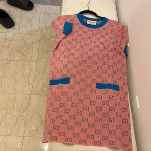 COPY - Gucci Jacquard sweater shift dress  blue and pink size large